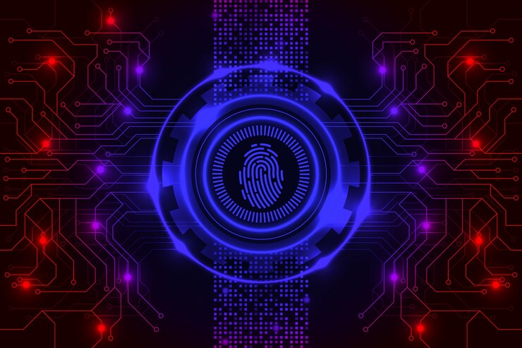 Vettore gratuito impronta digitale al neon sullo sfondo