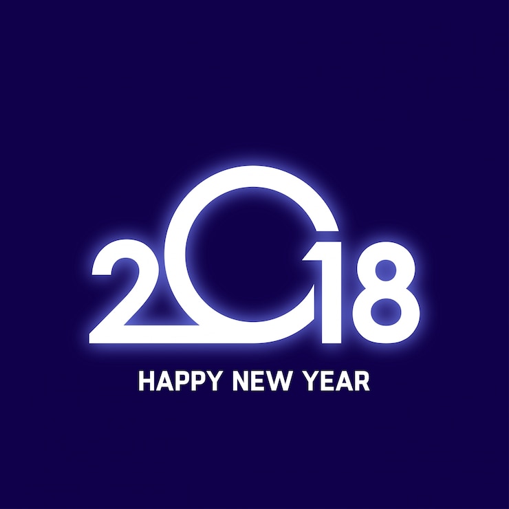 Vettore gratuito incandescente 2018 felice anno nuovo sfondo