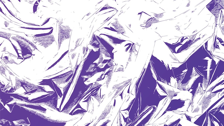 Vettore gratuito inchiostro viola schizzato su texture di carta stagnola accartocciata
