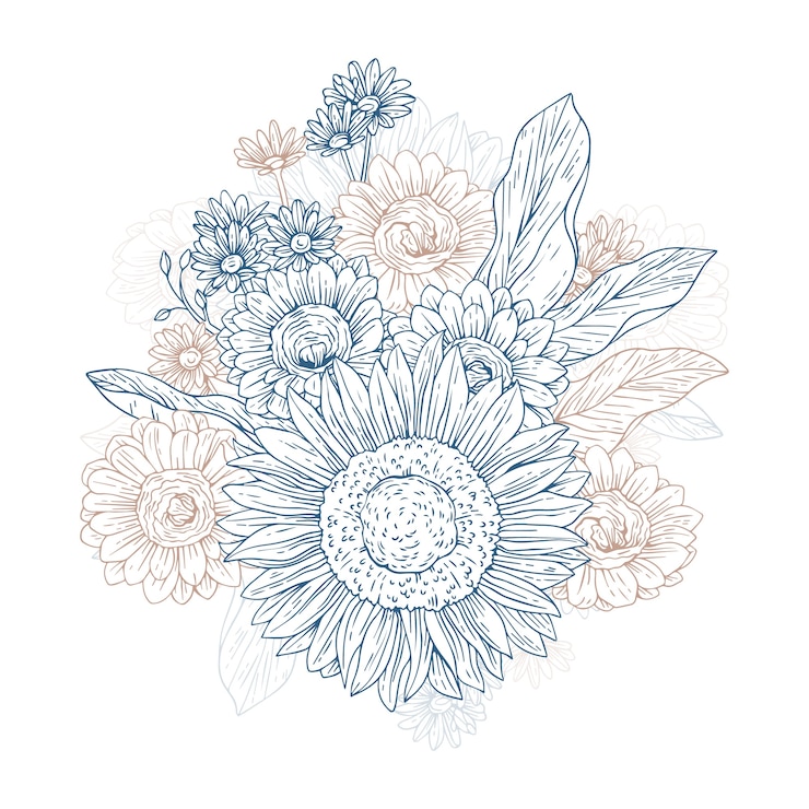 Vettore gratuito incisione fiore disegnato a mano