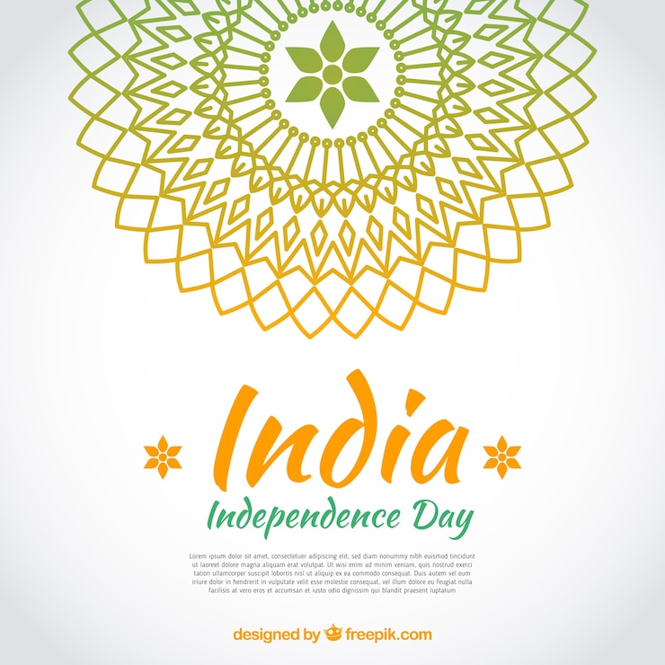 Vettore gratuito indian independence day background con mandala