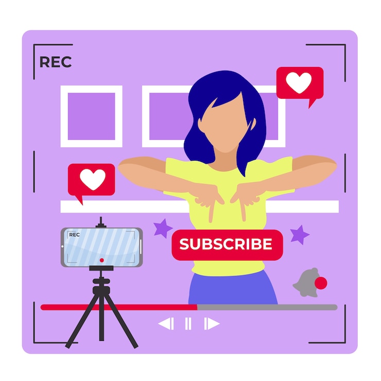 Vettore gratuito influencer che registra un nuovo video