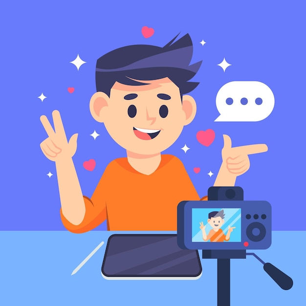 Influencer che registra un nuovo video