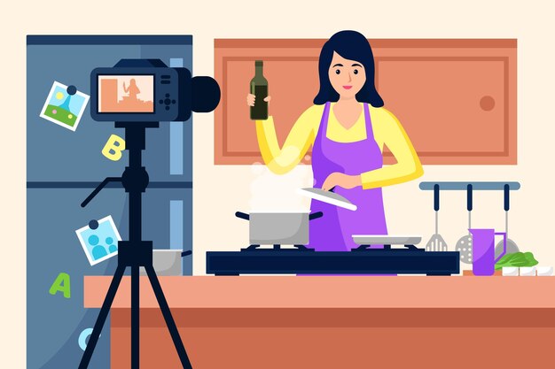 Influencer registrazione video illustrazione