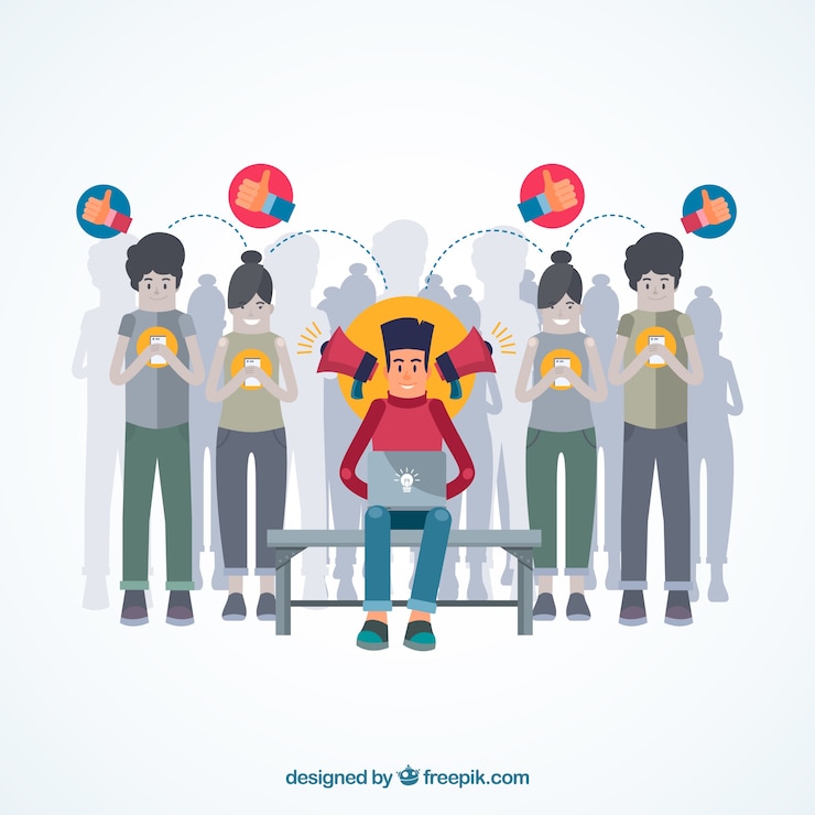 Vettore gratuito influenza del marketing design con le persone