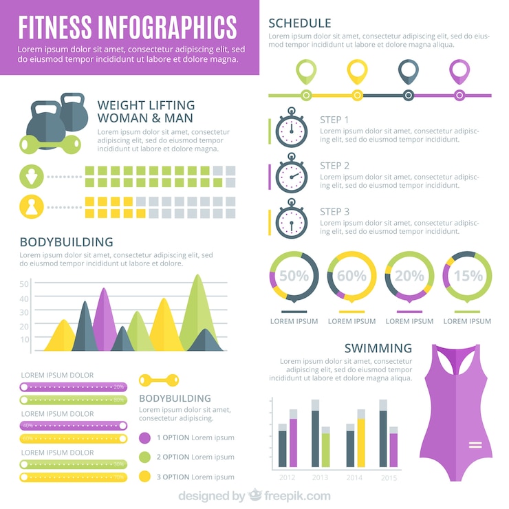 Vettore gratuito infografia sportivo viola