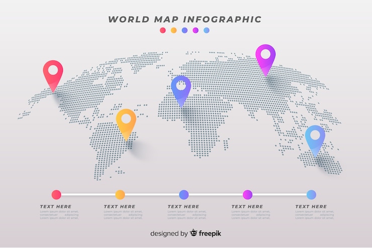 Vettore gratuito infografica aziendale della mappa del mondo