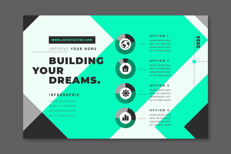 Vettore gratuito infografica del progetto di costruzione geometrica