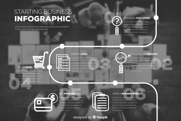 Infografica di affari piatta con foto