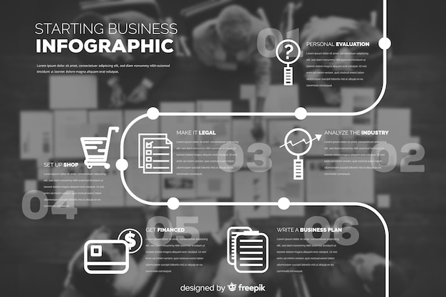 Infografica di affari piatta con foto
