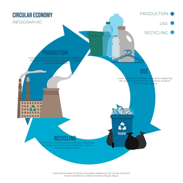 Vettore gratuito infografica di economia circolare disegnata a mano