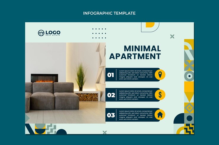 Vettore gratuito infografica immobiliare geometrica design piatto