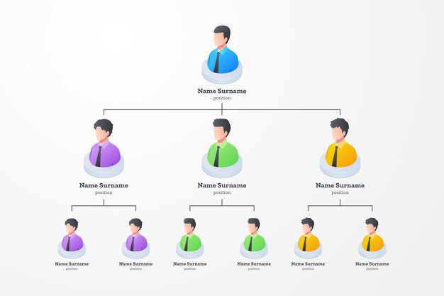 Infografica organigramma isometrico