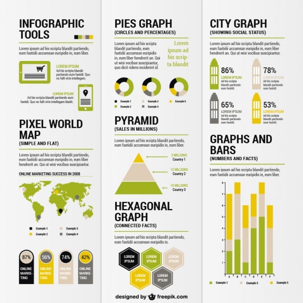 Vettore gratuito infografica strumenti e modelli pacchetto