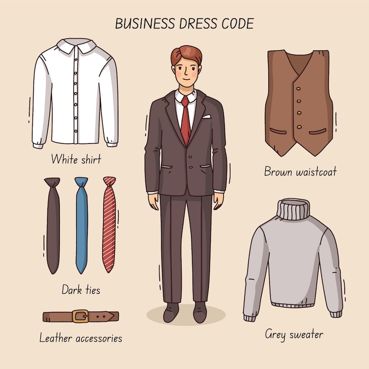 Vettore gratuito infografica sul codice di abbigliamento degli uomini disegnati a mano