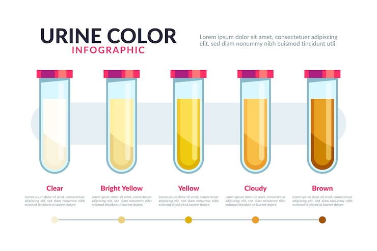 Vettore gratuito infografica sul colore delle urine dal design piatto