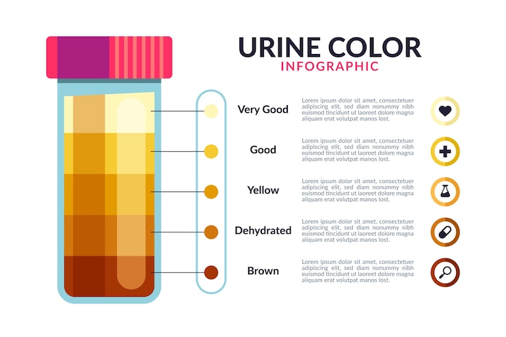 Vettore gratuito infografica sul colore delle urine dal design piatto