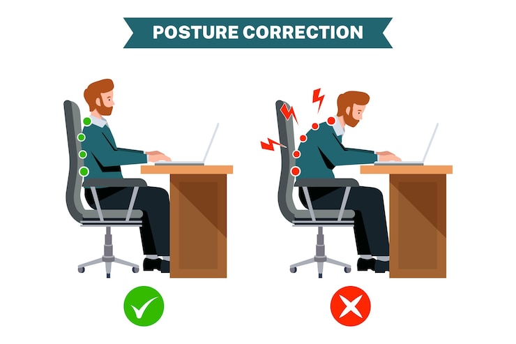 Vettore gratuito infografica sulla correzione della postura piatta flat