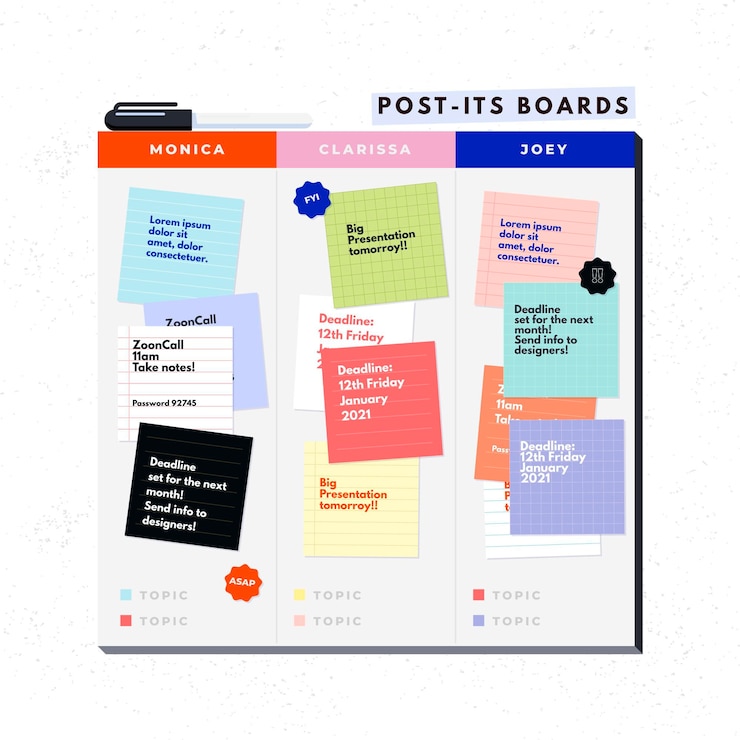 Vettore gratuito infografiche piatte post-it