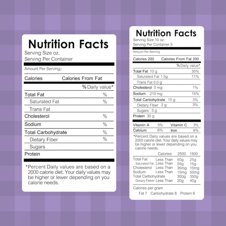 Informazioni nutrizionali informazioni sulle etichette degli alimenti
