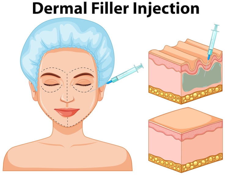 Vettore gratuito informazioni sull'iniezione di filler dermico