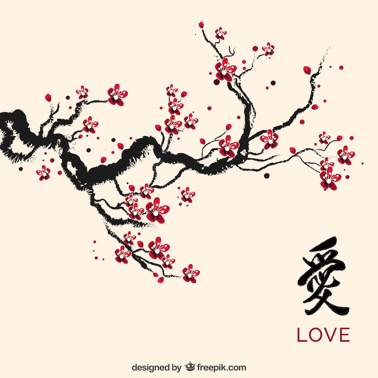 Vettore gratuito ink cherry blossom