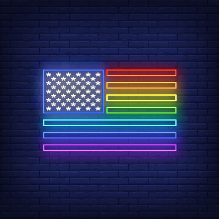 Vettore gratuito insegna al neon della bandiera arcobaleno