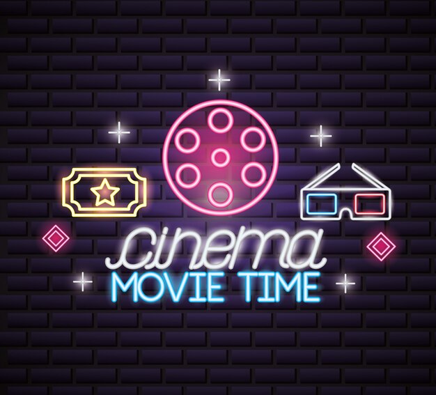 Insegna al neon di tempo di film