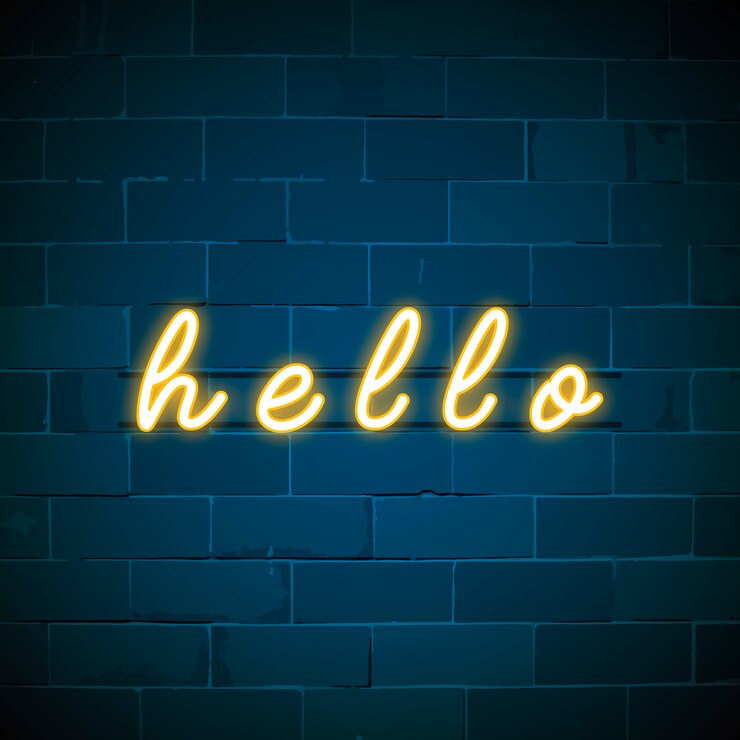Vettore gratuito insegna al neon giallo ciao