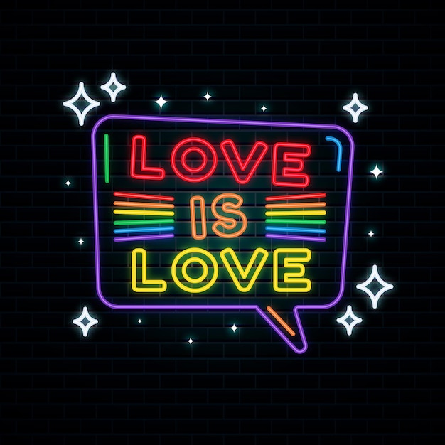 Insegna al neon realistica del giorno dell'orgoglio