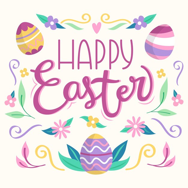 Insegna felice di giorno di pasqua con le uova multicolori