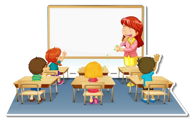 Insegnante che starnutisce e diffonde virus in classe