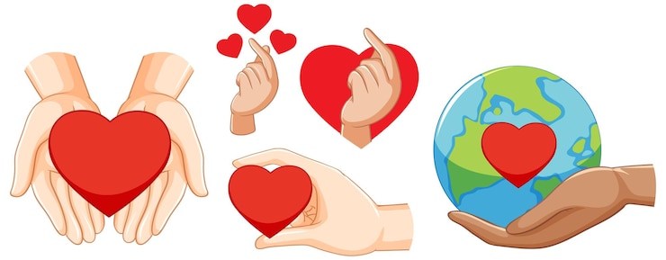 Vettore gratuito insieme degli elementi di amore del cuore