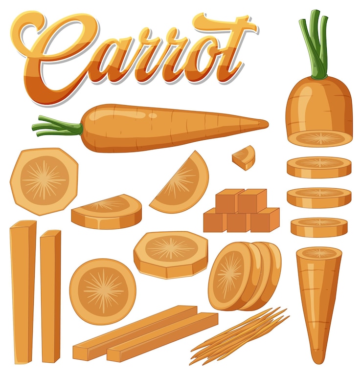 Vettore gratuito insieme del fumetto della carota isolato