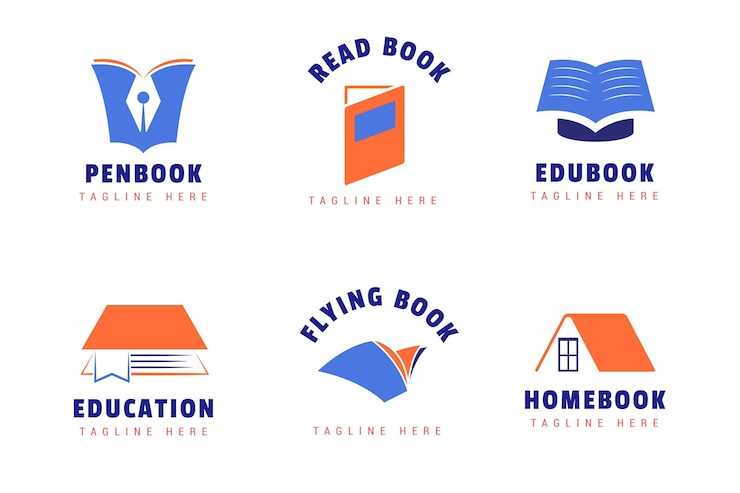 Vettore gratuito insieme del modello di logo del libro