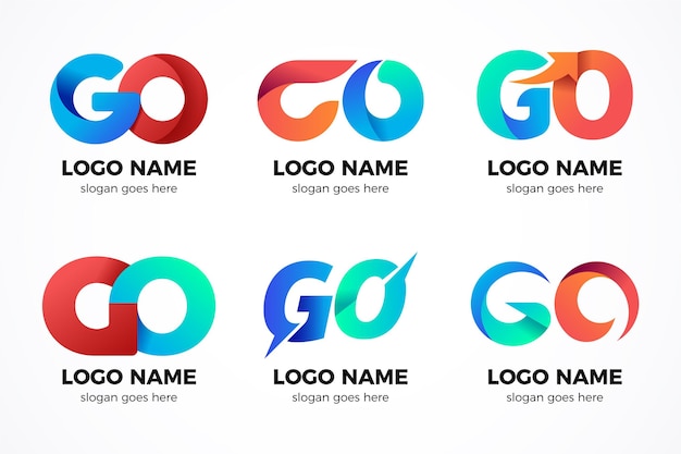 Insieme del modello di logo gradiente go