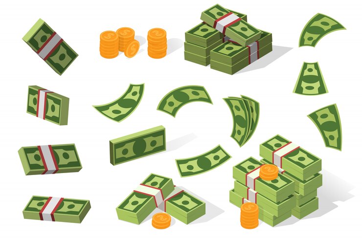 Vettore gratuito insieme dell'illustrazione dei dollari