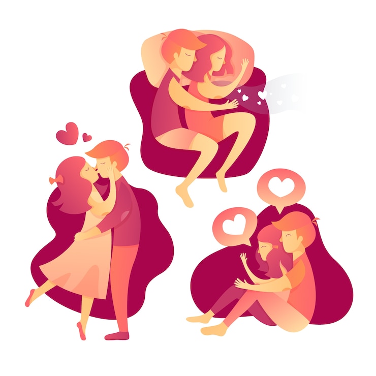 Vettore gratuito insieme dell'illustrazione di concetto di amore