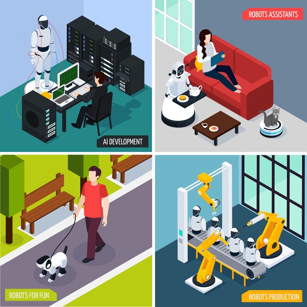 Insieme dell'illustrazione di concetto di intelligenza artificiale