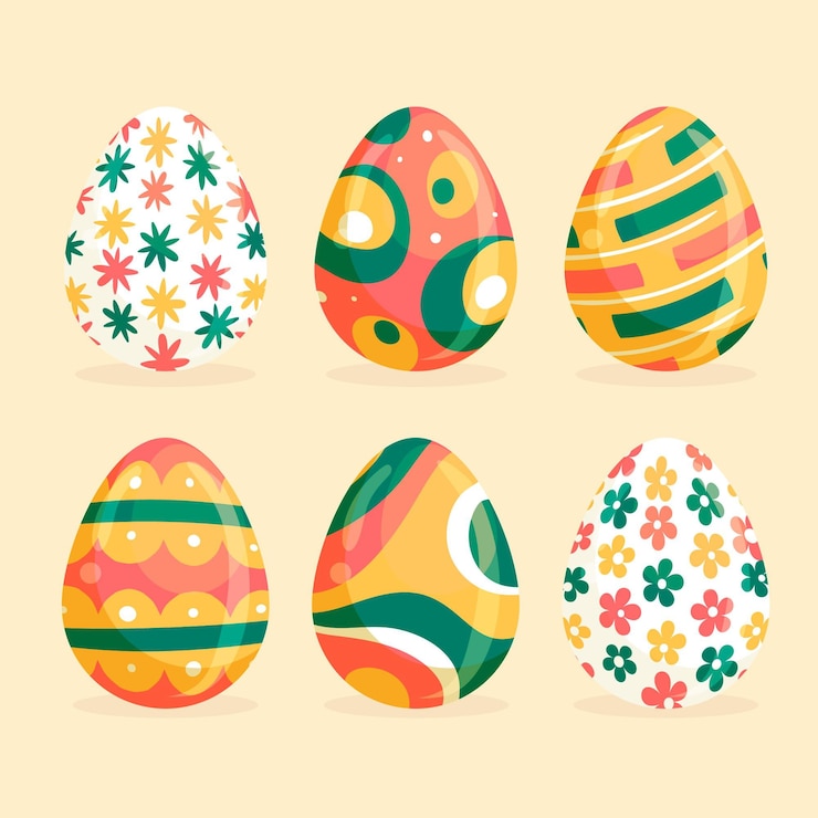 Vettore gratuito insieme dell'uovo di pasqua disegnato a mano