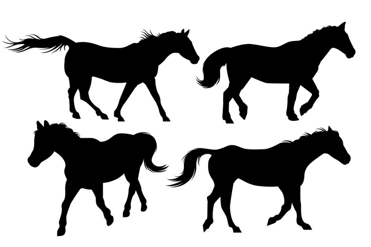 Vettore gratuito insieme della siluetta degli animali di design piatto