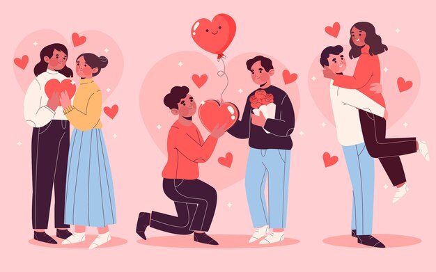 Insieme delle coppie di San Valentino disegnato a mano