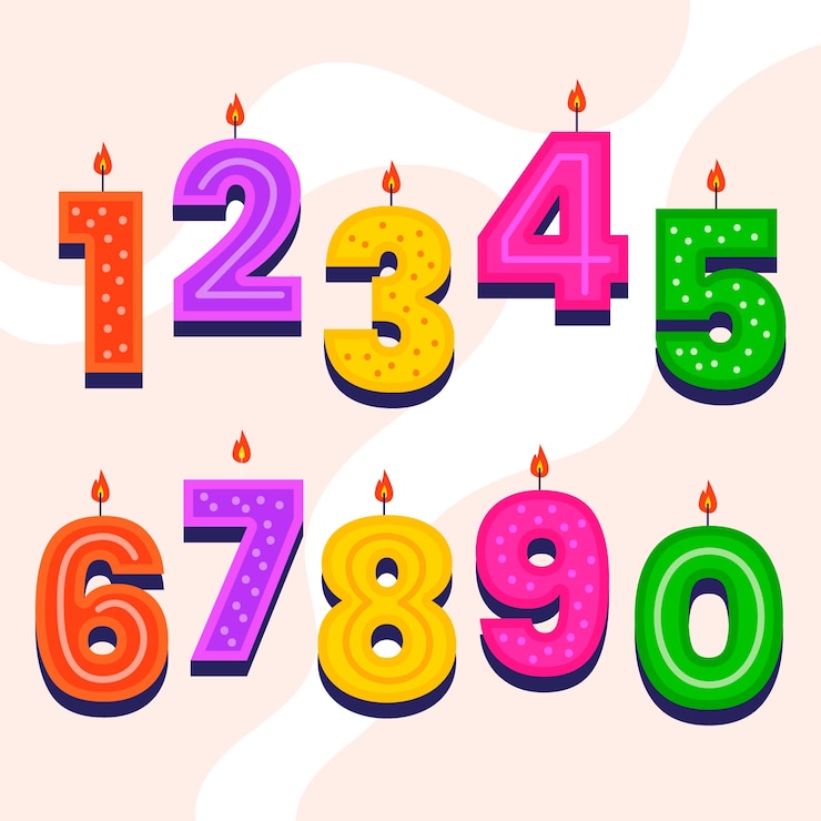 Vettore gratuito insieme di disegno di numeri di compleanno disegnati a mano