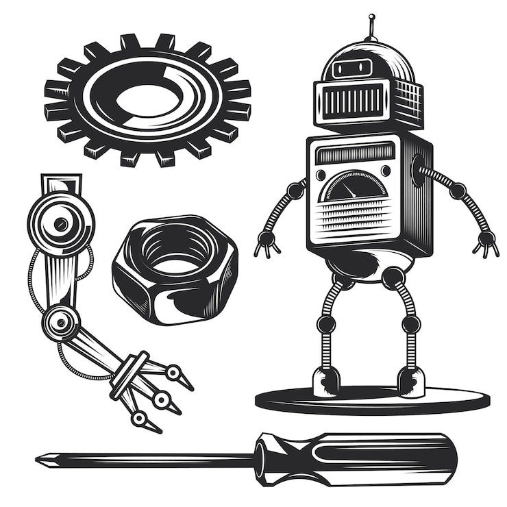 Vettore gratuito insieme di elementi del robot