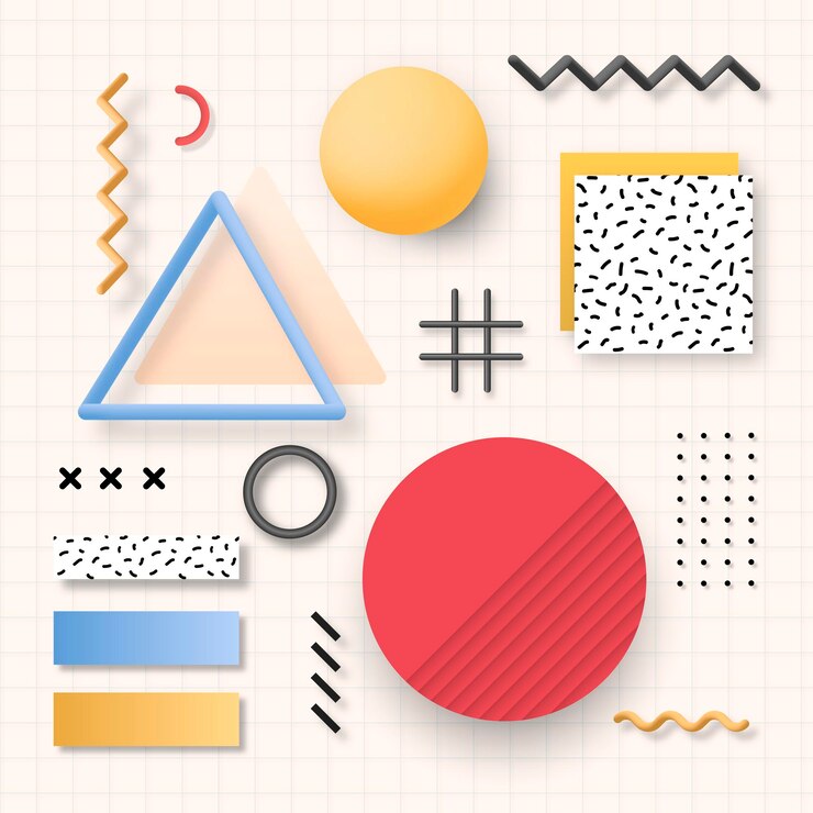 Vettore gratuito insieme di elementi di design geometrico colorato memphis vettore
