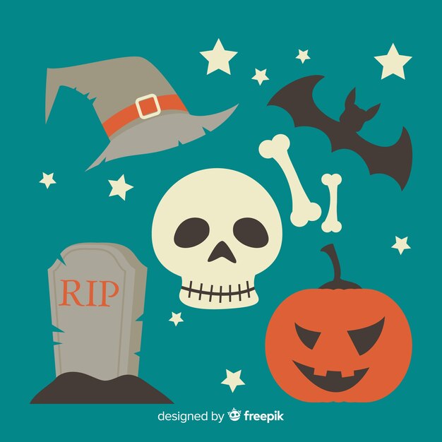 Insieme di elementi di halloween disegnati a mano