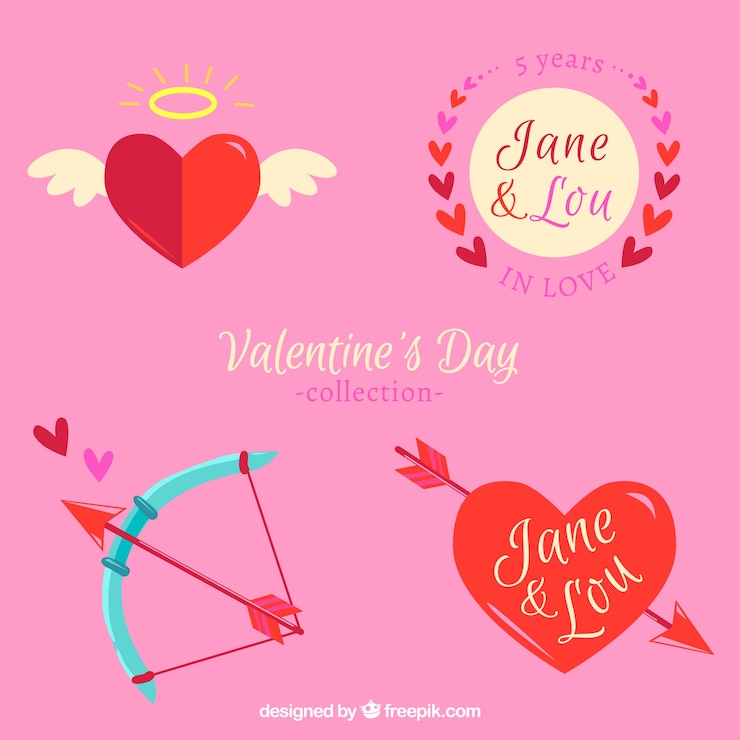 Vettore gratuito insieme di elementi di san valentino