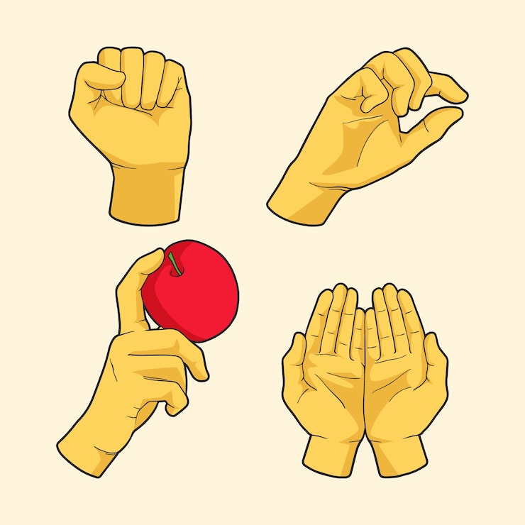 Vettore gratuito insieme di elementi mani emoji