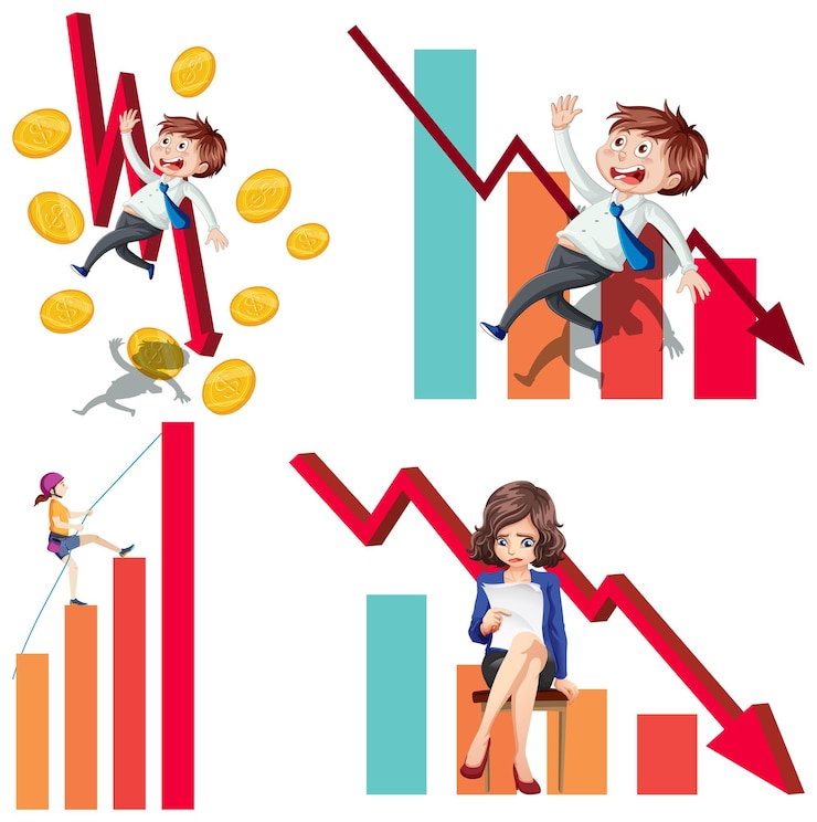 Vettore gratuito insieme di inflazione e crisi di recessione economica