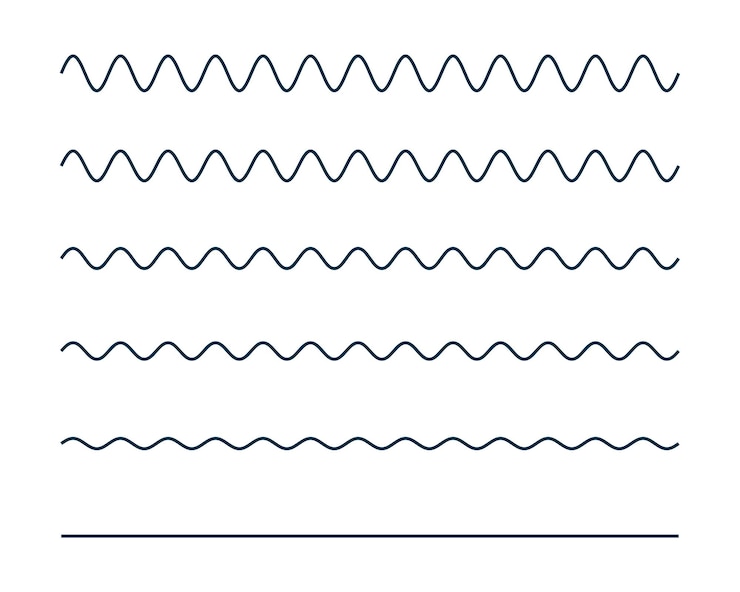 Vettore gratuito insieme di linee curve in zigzag a diversa frequenza